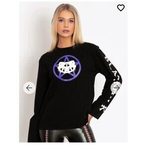 Black Milk Cat Magic Long Sleeve Oversized Shirt Sz S Whimsigoth Comfy 3 Eye Cat